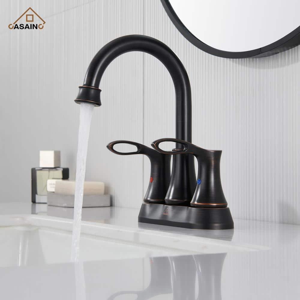 CASAINC KCL0014-ORB 4-inch Centerset Bathroom Faucet with Drain