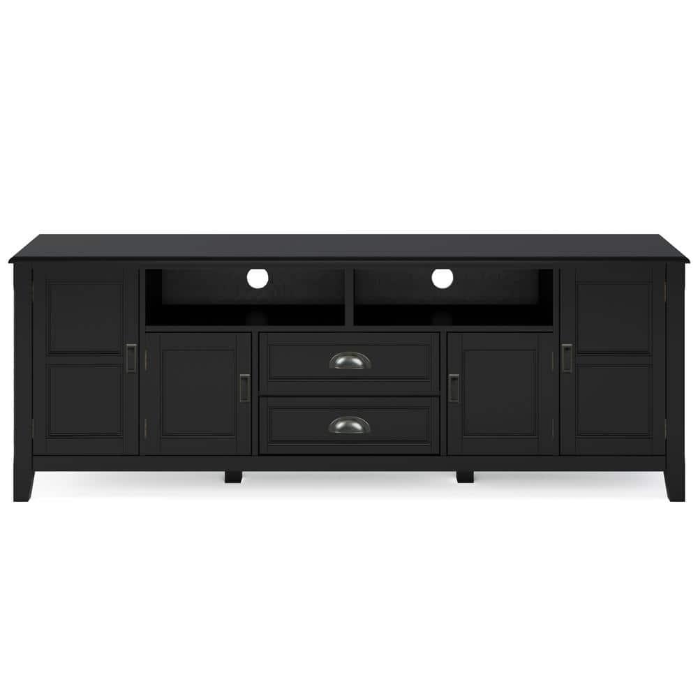 Burlington SOLID WOOD 72"Wide  TV Media Stand in Black  For TVs up to 80 inches