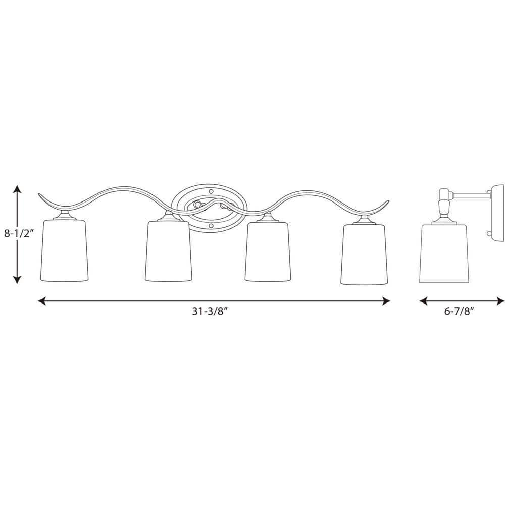Progress Lighting Inspire 4-Light Wall Sconce, Brushed Nickel, Etched Glass Shades