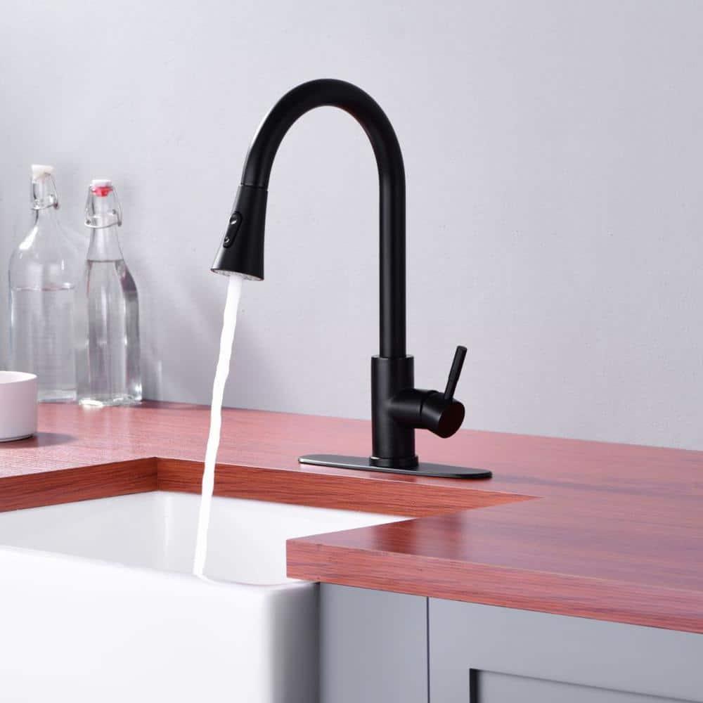 Matte Black Kitchen Faucets with Pull Down Sprayer, Kitchen Sink Faucet with Pull Out Sprayer - Effortlessly Achieve Efficient Kitchen Cleaning
