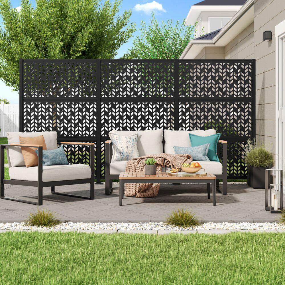 Barrette Outdoor Living 2 ft. x 4 ft. Aztek Black Decorative Screen Panel