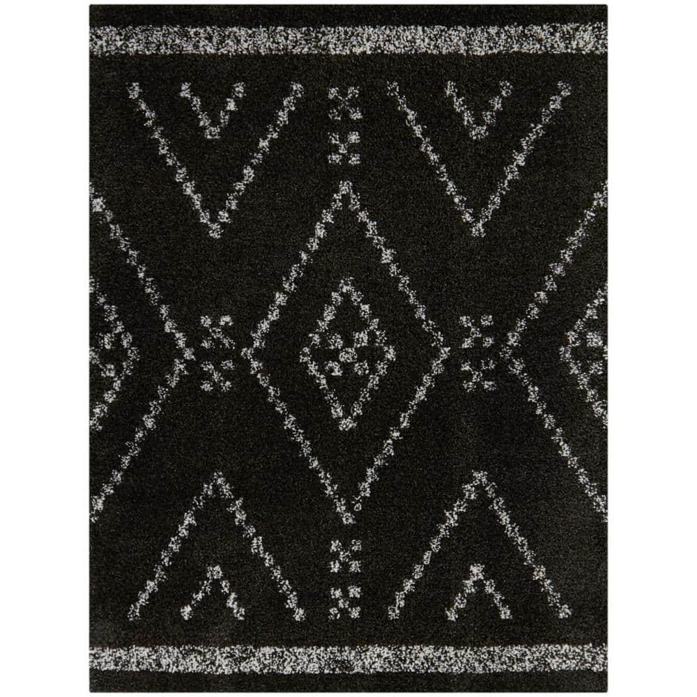 Balta Culver Southwestern Diamond Shag Area Rug Charcoal 5'3" x 7' 5' x 8' Blue, Cream, Black