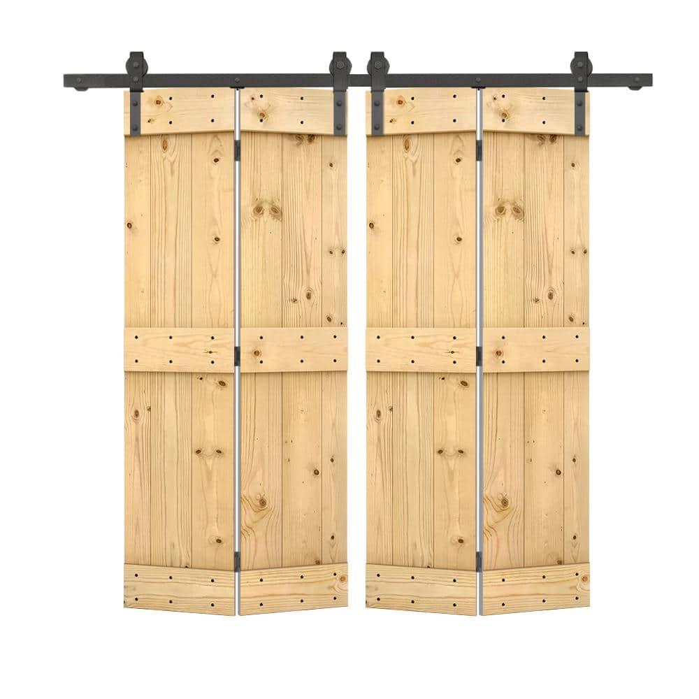 Calhome 84'' Solid Wood Barn Doors Painted Bi-Fold Door
