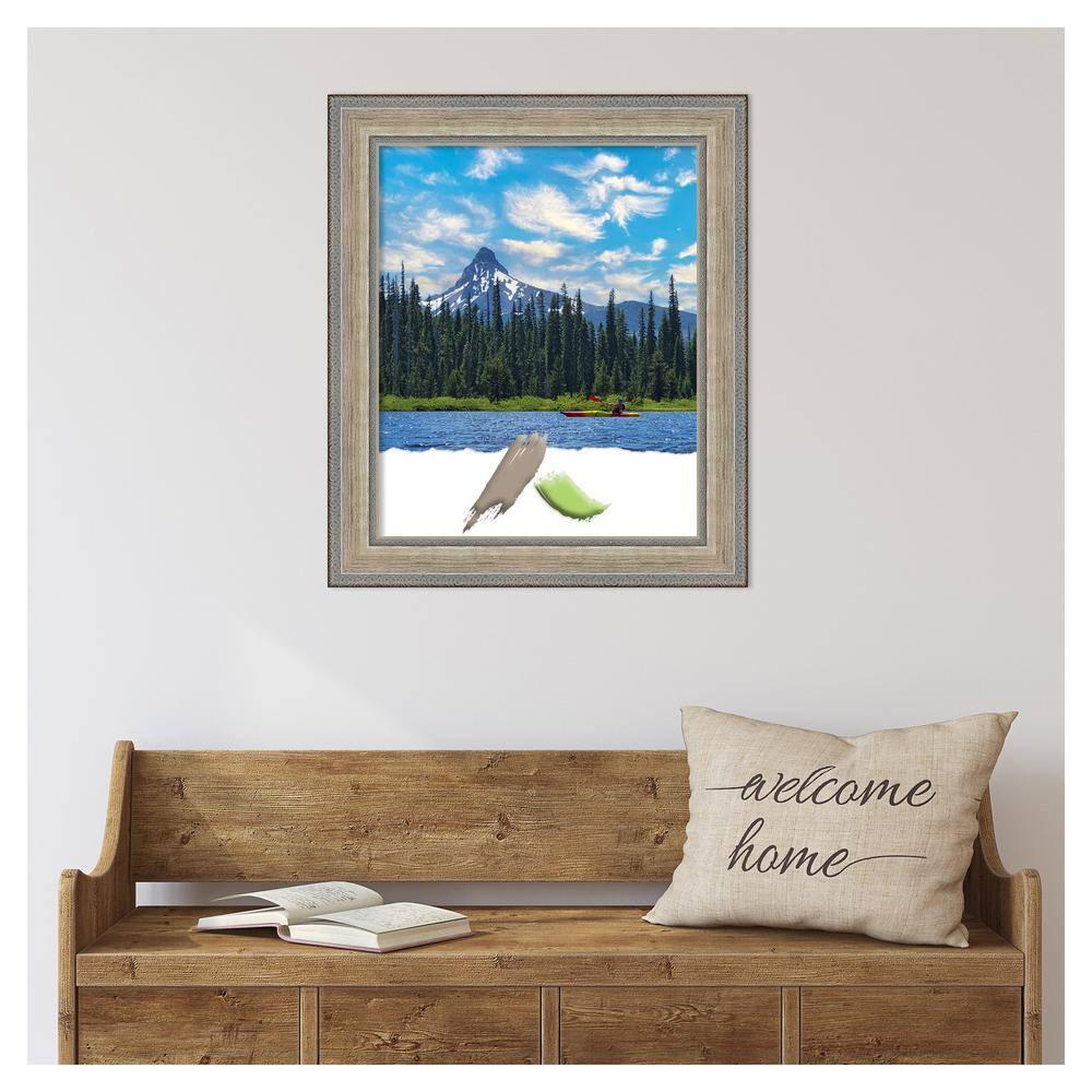 18"x22" Opening Size Wood Picture Frame Art Fleur Silver - Amanti Art: Modern Style, Acrylic Glazing, Wall Mount