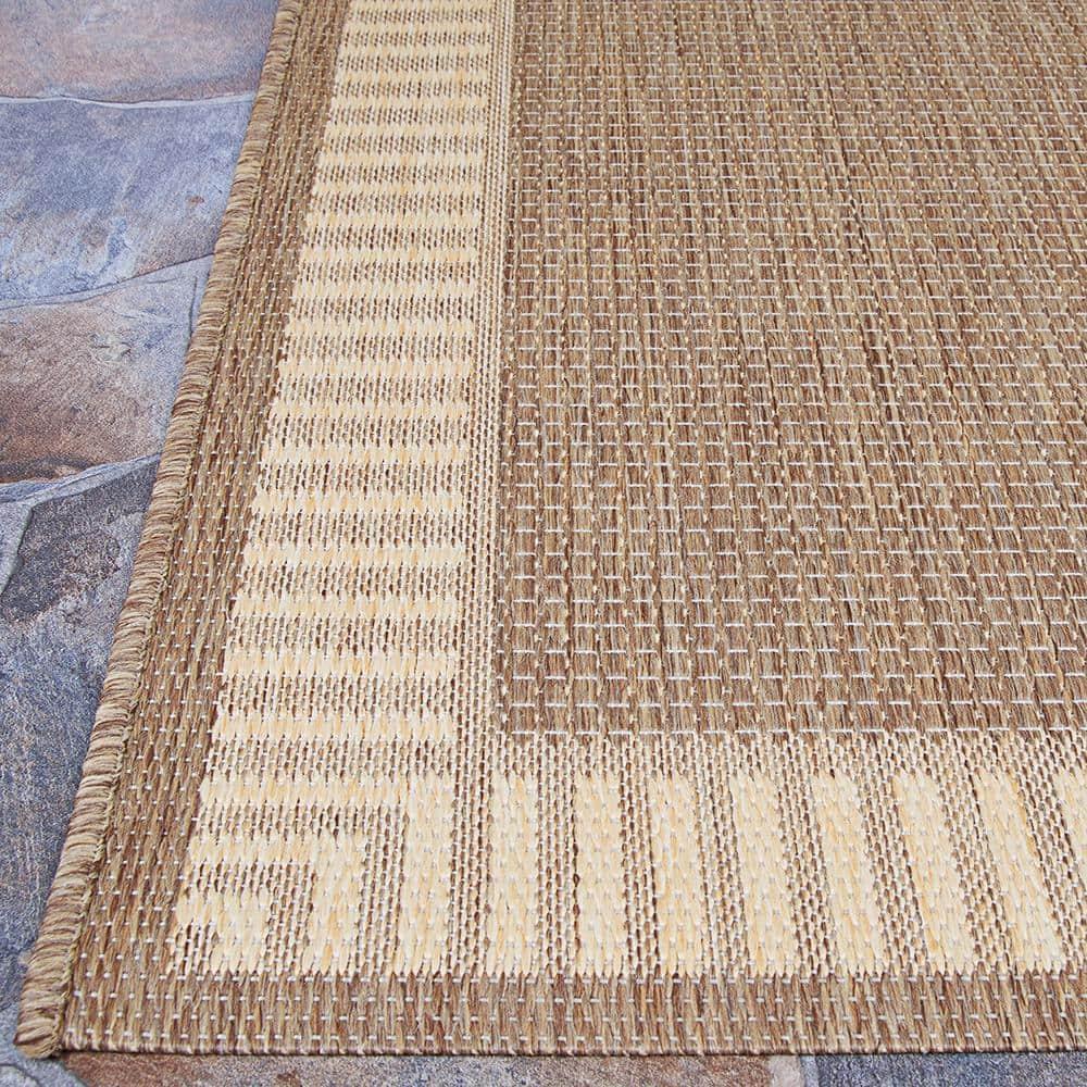 Couristan Recife Wicker Stitch Area Rug, 7'6" Square, Cocoa-Natural