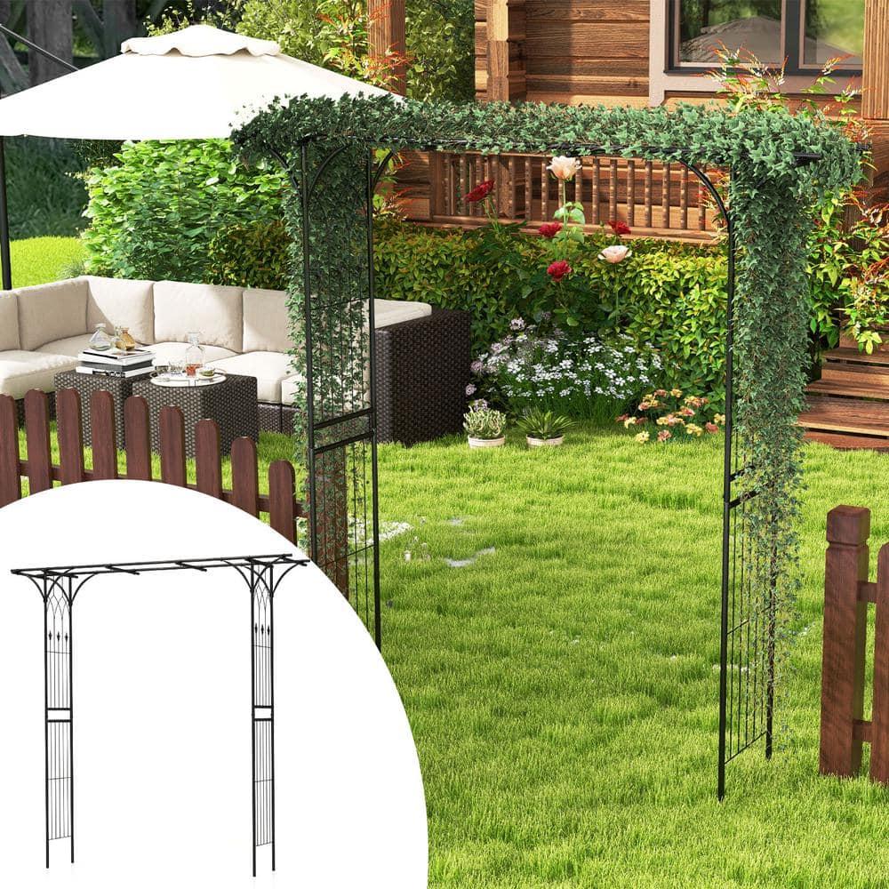 Resenkos Outdoor Decor,81 Inch Garden Arbor Metal Archway for Climbing Plants-Black