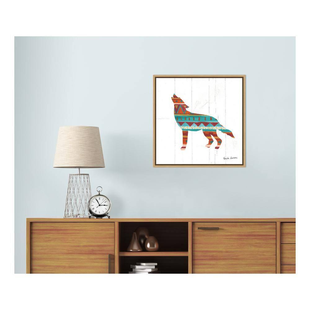 Amanti Art Southwestern Vibes VI Wolf by Farida Zaman Canvas Wall Art Print Framed 22-in. x 22-in. in Maple