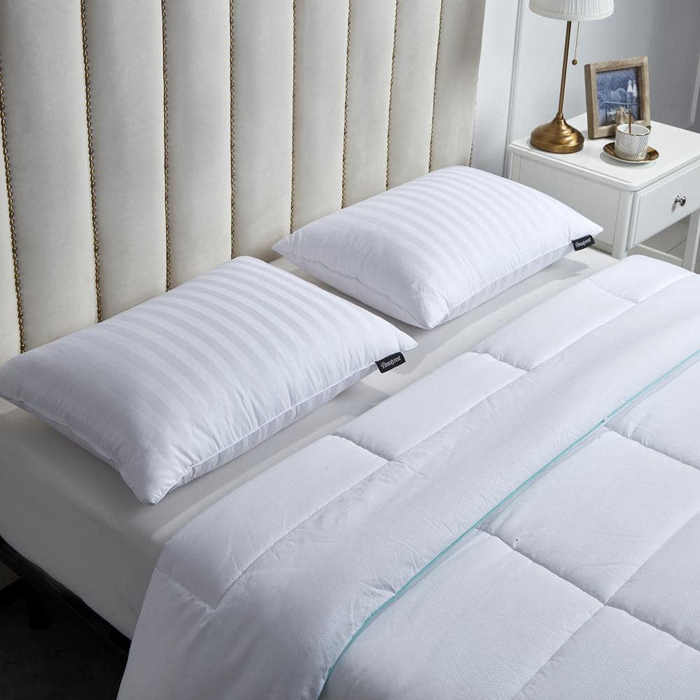 Beautyrest Beautyrest Damask Strip US Grown Cotton Softy-Around Goose Feather/Down Pillow (2PK) - Medium Firm (Set of 2)