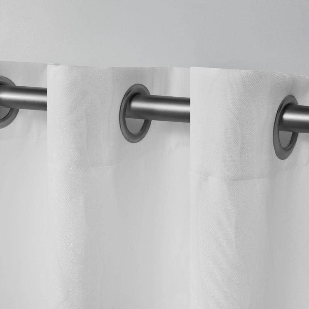 Set of 2 (96"x52") Forest Hill Woven Blackout Grommet Top Window Curtain Panel White - Exclusive Home: Thermal Insulated, Room Darkening