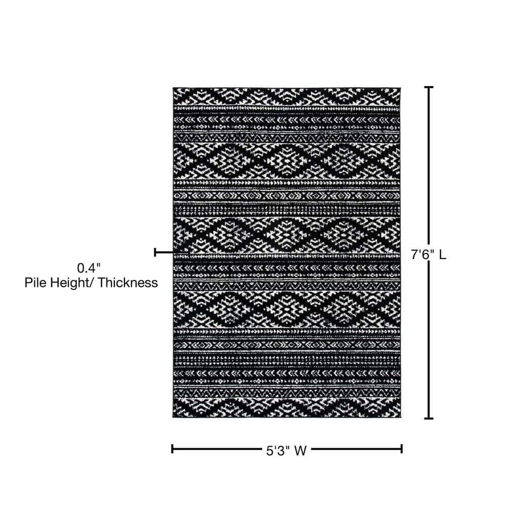 Tulum TUL272 Power Loomed Area Rug - Black/Ivory - 5'3"x7'6" - Safavieh.