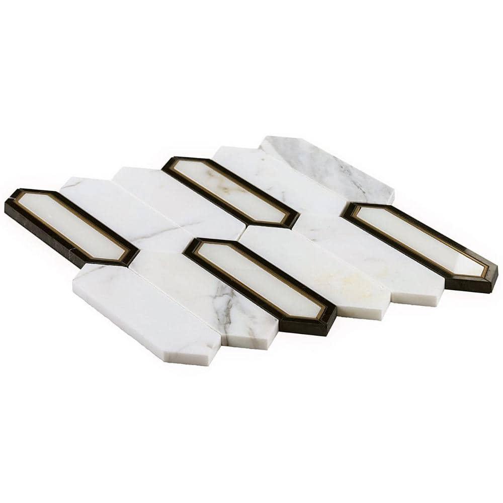 Bond Tile Zip 11.65'' W x 13.62'' L Marble and Brass Mosaic Tile (1.1 Sq. Ft. / Sheet)