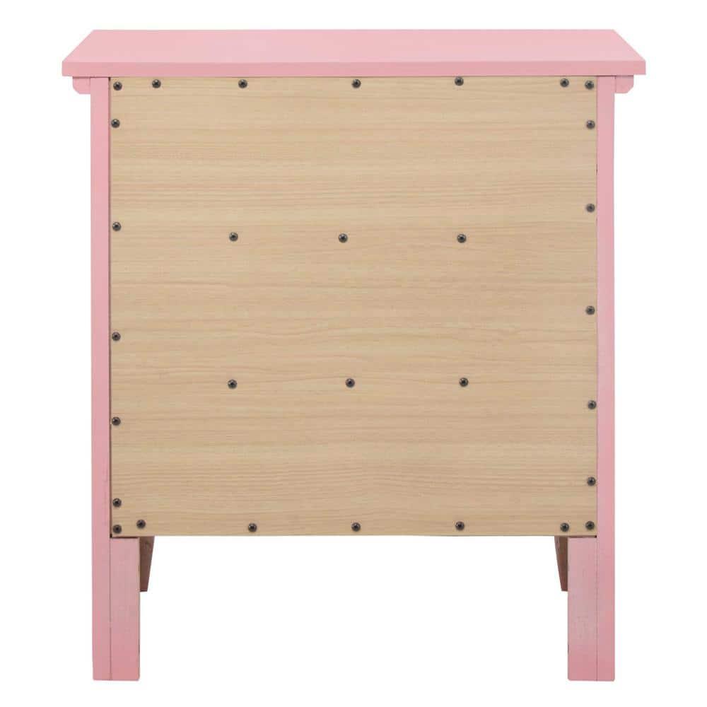 Passion Furniture Hammond 3-Drawer Pink Nightstand (26 in. H x 24 in. W x 18 in. D)