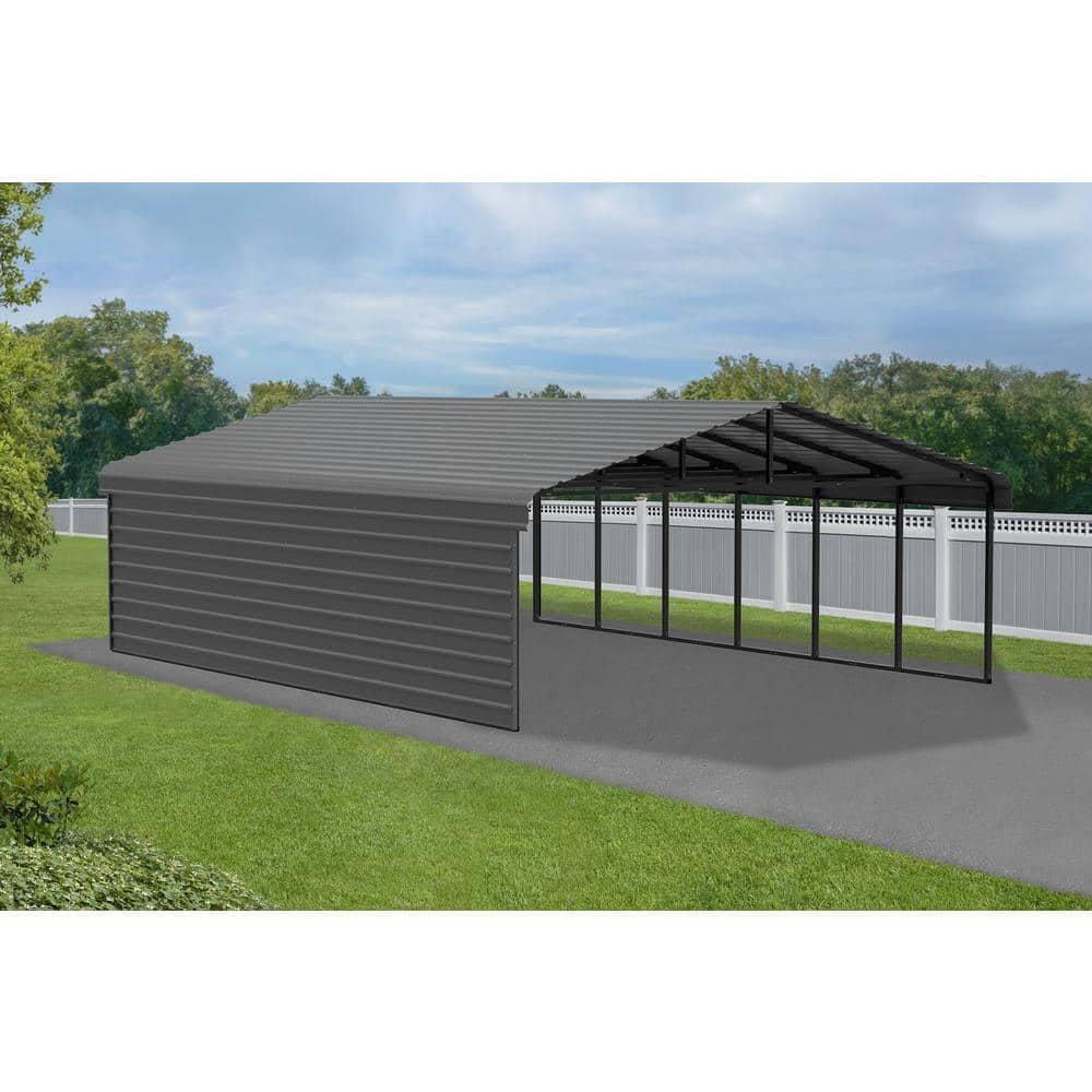 Arrow 29 x 20 ft Eggshell Carport with 1-sided Enclosure