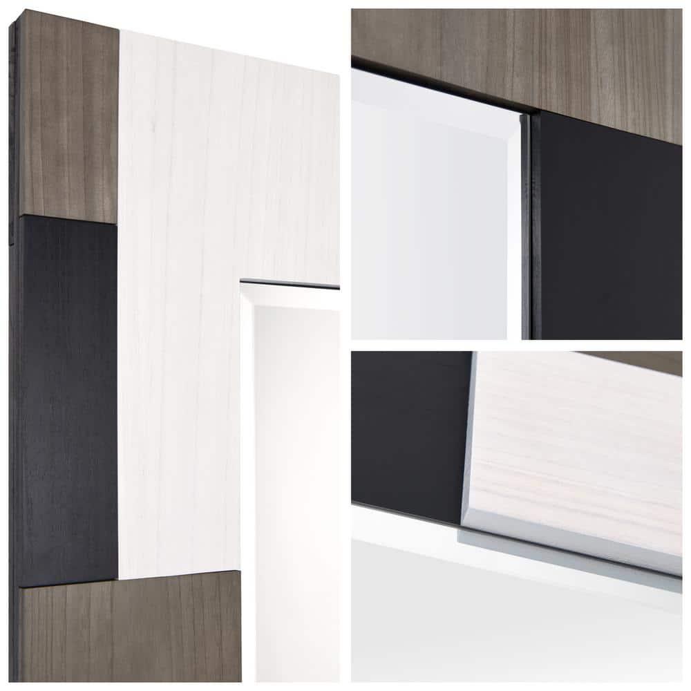 Empire Art Direct "Geometric Blocks" Hand Made Solid Paulownia Wood Beveled Leaner Mirror size 80" x 40"