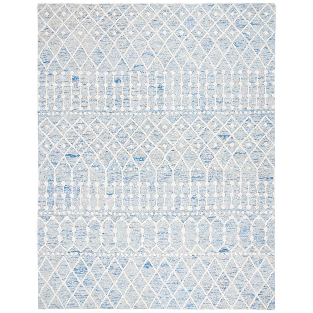 Blossom BLM115 Hand Tufted Area Rug - Blue/Ivory - 8'x10' - Safavieh.