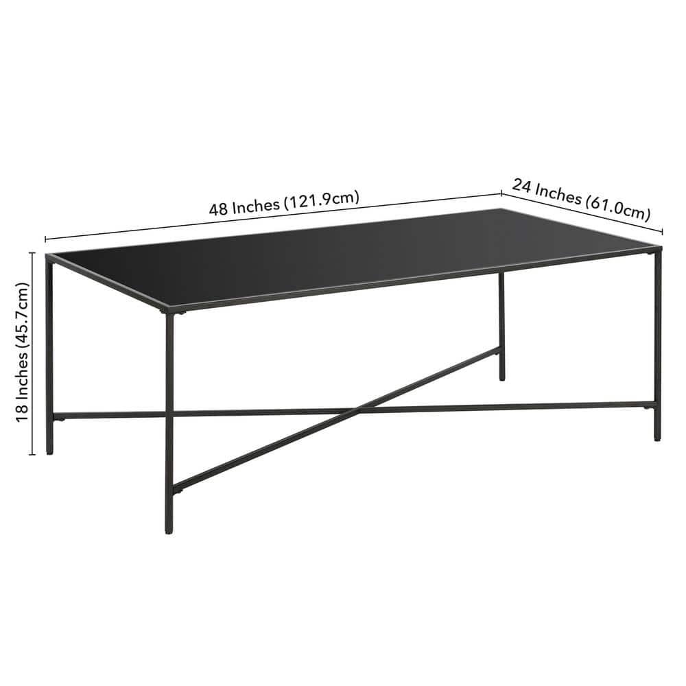 Evelyn&Zoe Henley 48" Wide Rectangular Coffee Table with Metal Top, Blackened Bronze