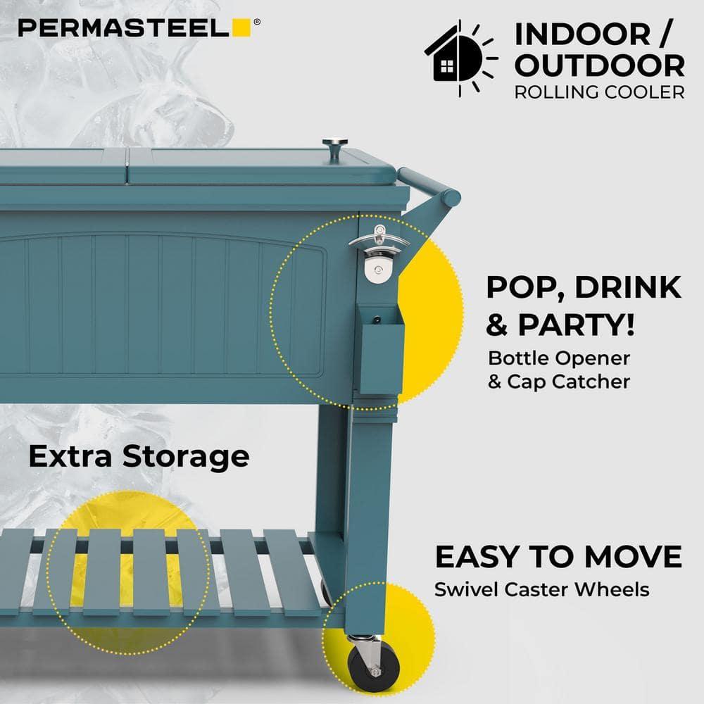 Permasteel 80 Qt. Furniture Style Rolling Patio Cooler