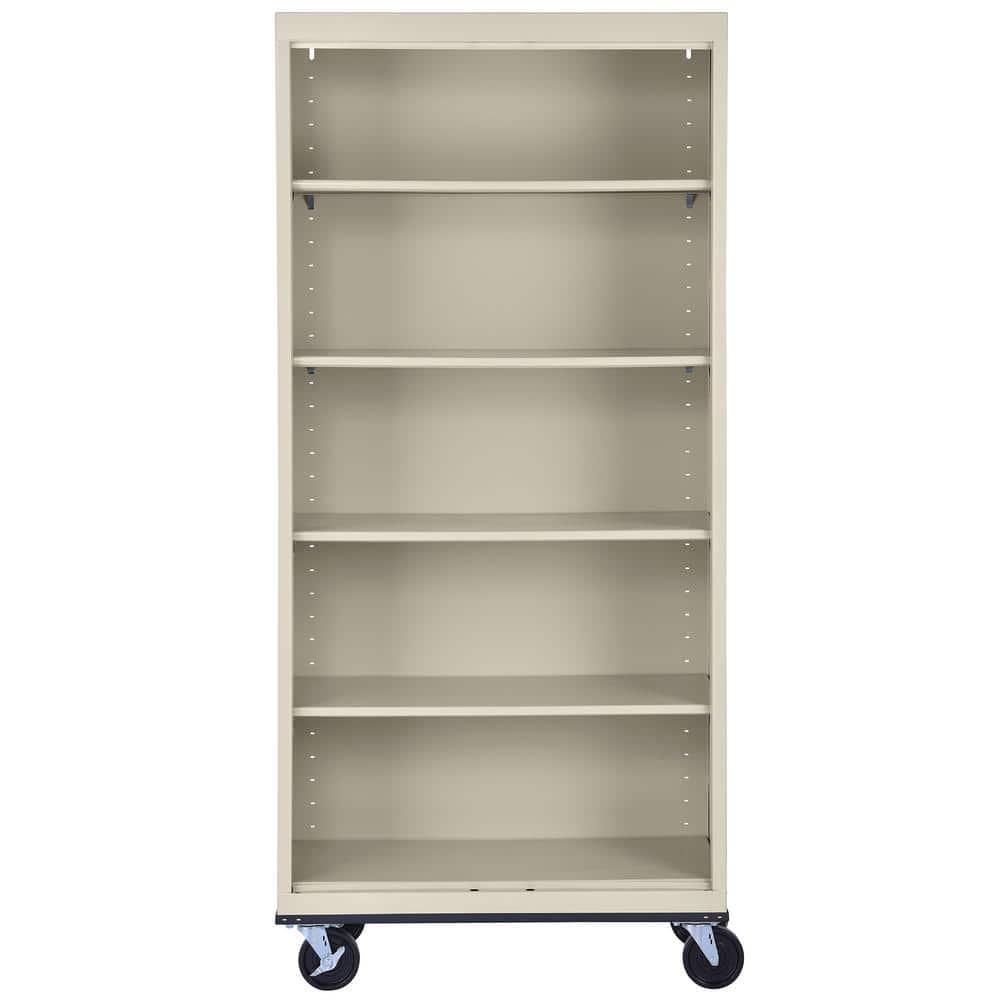 Sandusky Lee 36" W x 18" D x 78" H Steel Mobile Bookcase with 4 Adjustable Shelves by Sandusky