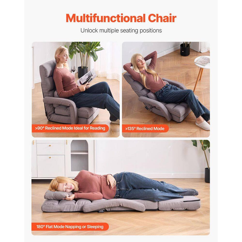 Trule Floor Chair with 5 Adjustable Position and Armrest Floor Gaming Chair Gray