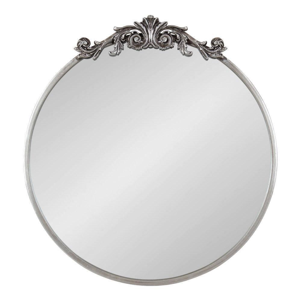 Kate and Laurel Arendahl Metal Round Mirror, 24" Diameter, Silver