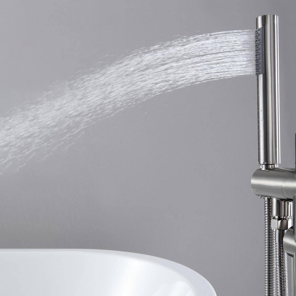 Double Handle Floor Mounted Freestanding Tub Filler With Handshower