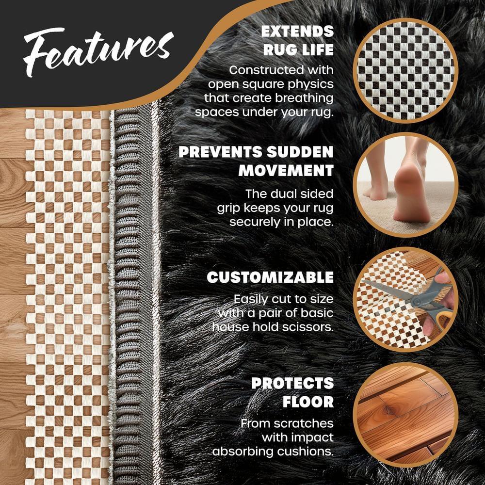 Nevlers 2 ft. x 3 ft. White Anti Slip Rug Pad for Hard Surface Flooring