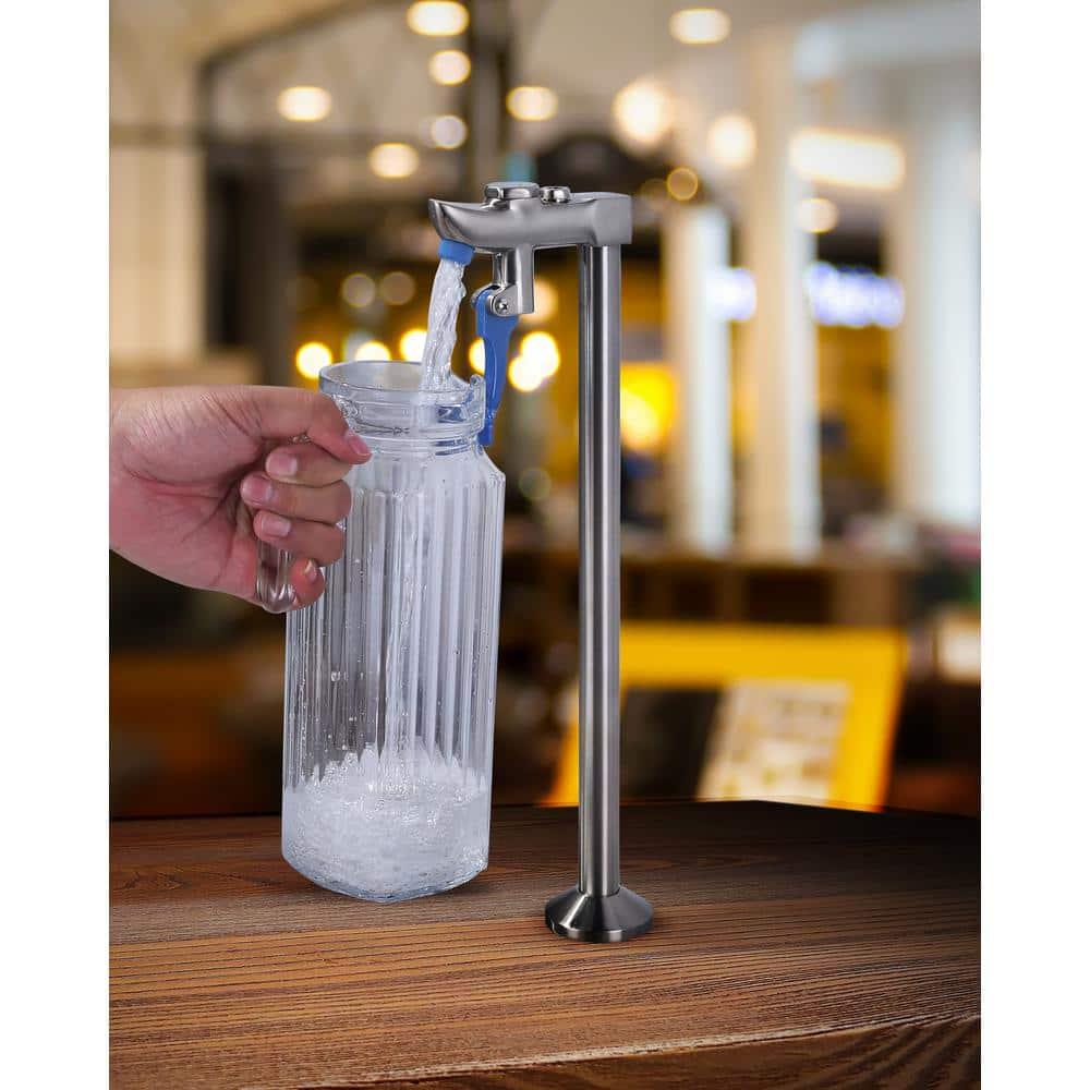 WOWOW 14 Inch Glass Filler Deck Mount Water Bottle Filling Station Brass Bar Faucet Glass Filling Station G1/2" Male Shank with Adapter for Restaurants Kitchen Bar