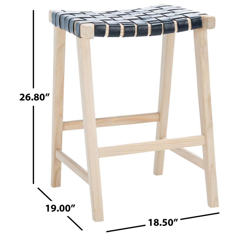 SAFAVIEH Abreu Rectangle Counter Stool, Black/Light Natural (18.5 in. W x 19 in. D x 26.8 in. H)