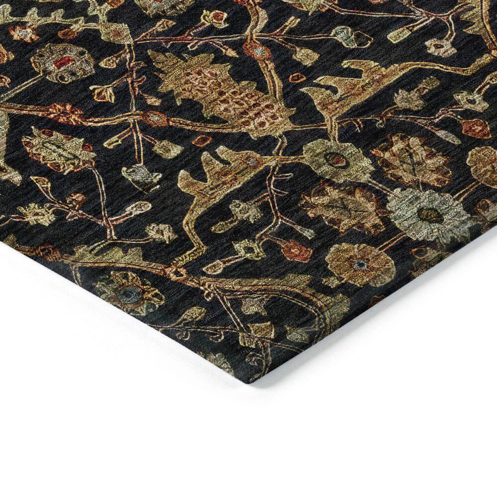 Machine Washable Indoor/Outdoor Cicel ACN1130 Black Rug