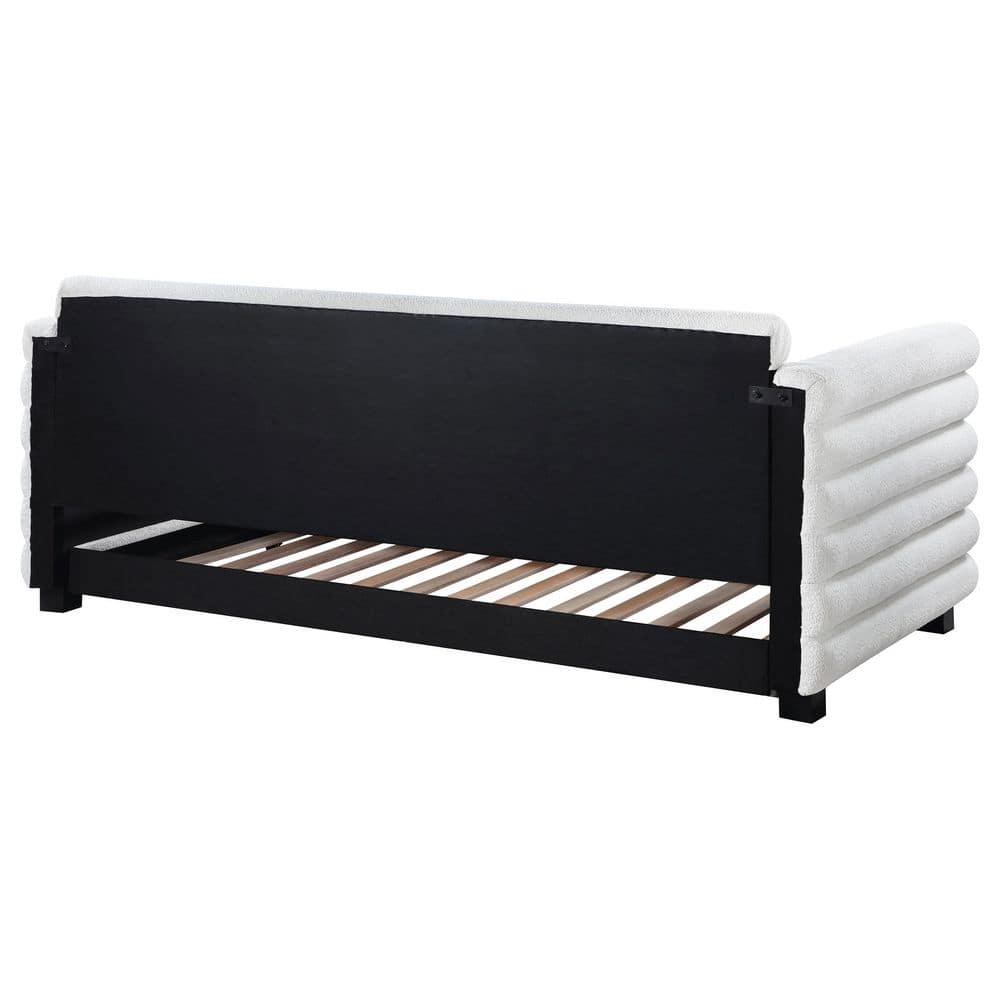 Coaster Patricia Boucle Fabric Upholstered Twin Day Bed with Trundle White
