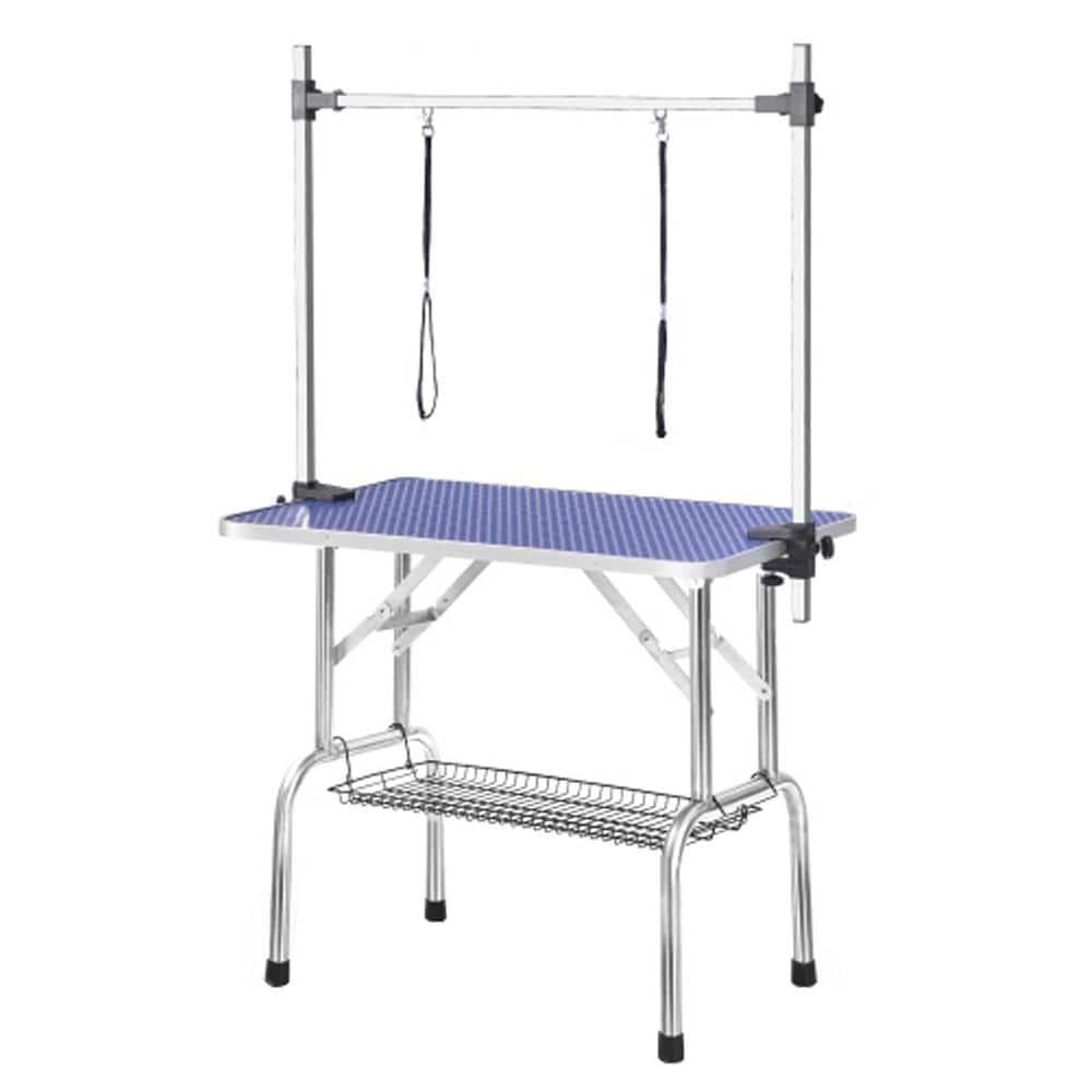 Blue Heavy-Duty Stainless Steel Folding Pet Grooming Table
