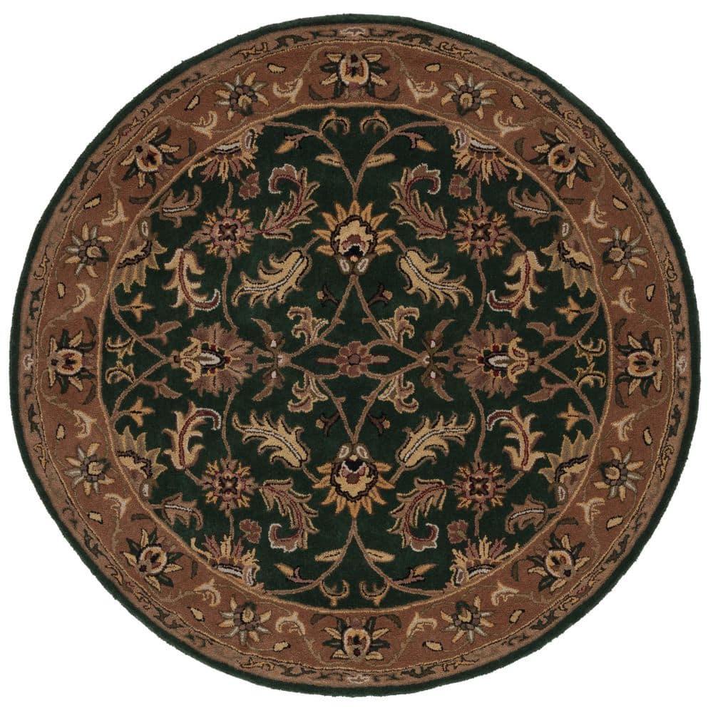 SAFAVIEH Heritage Valery Traditional Wool Area Rug, Dark Green/Gold, 6' x 6' Round