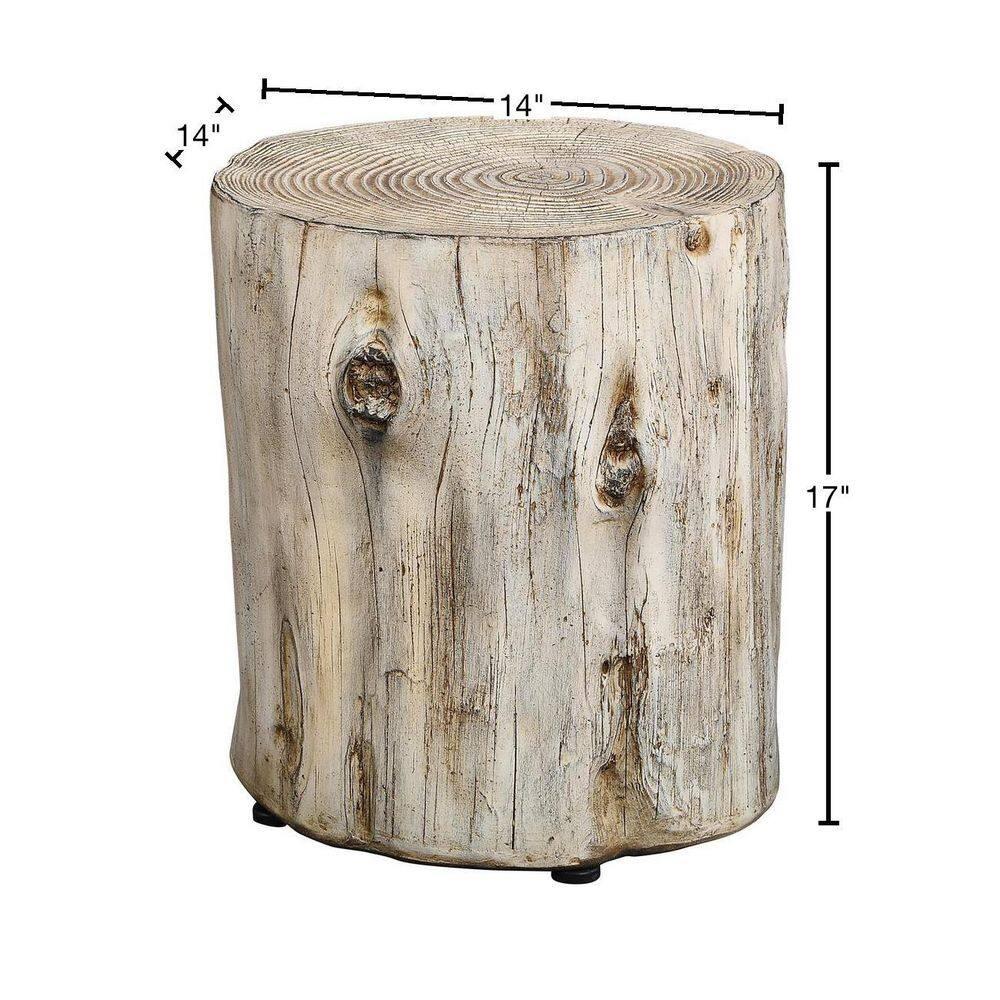 FirsTime & Co. Natural Arbor Log Outdoor End Table, Farmhouse, Painted, Round, Faux Wood, 15 x 14 x 17 in