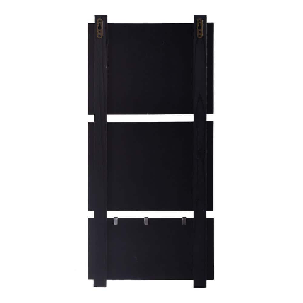 Multi-Functional Wall Memo Board - Chalkboard And Corkboard With Hanging Storage Capabilities - Natural, Black Finish