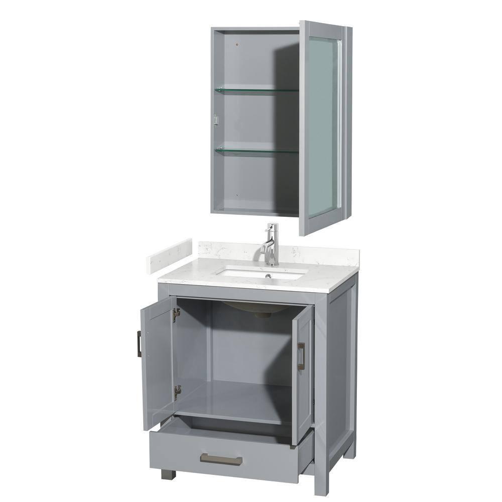Sheffield 30" Freestanding Single Bathroom Vanity with Cultured Marble Top with Medicine Cabinet