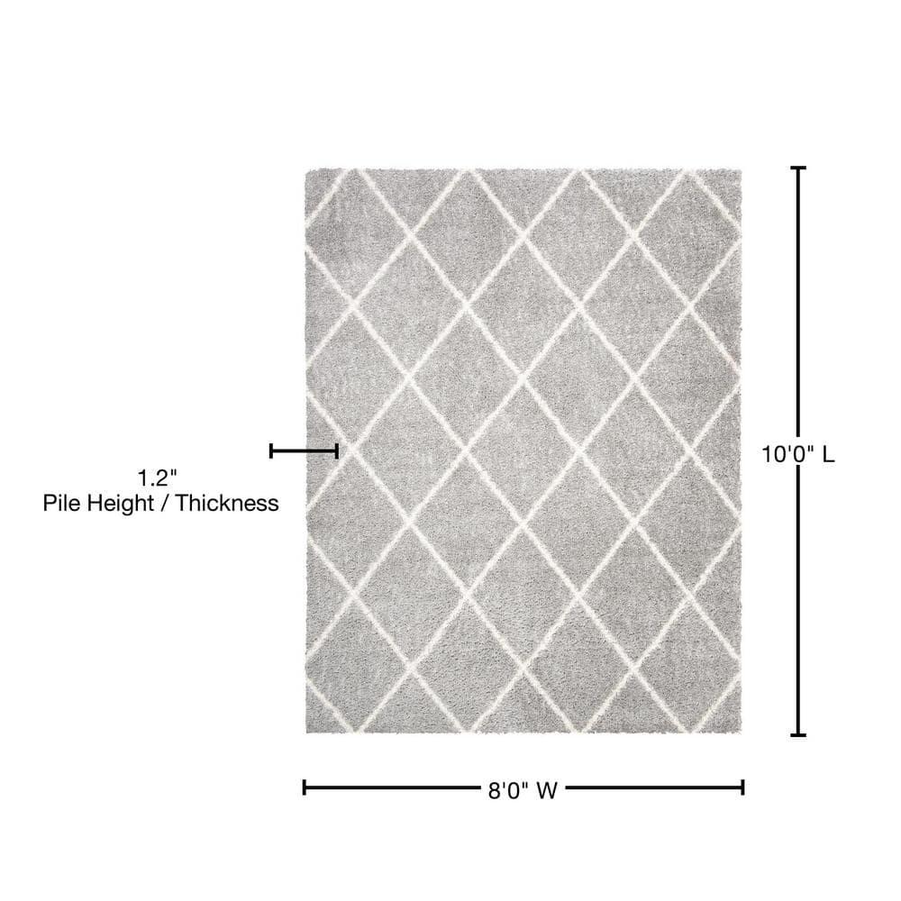 Parma Shag PMA515 Power Loomed Indoor Area Rug - 8'x10' - Grey/Cream - Safavieh