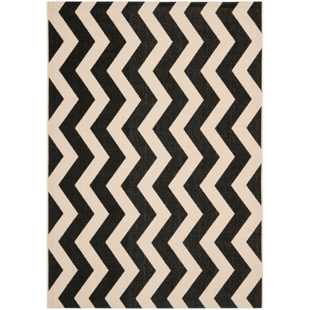 Courtyard CY6245 Power Loomed Indoor and Outdoor Area Rug - Black/Beige - 4'x5'7" - Safavieh