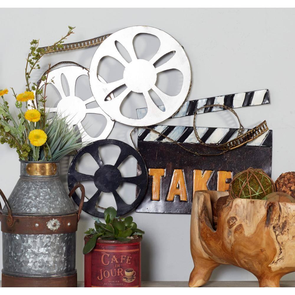 DecMode Black Metal Reels Film Wall Decor