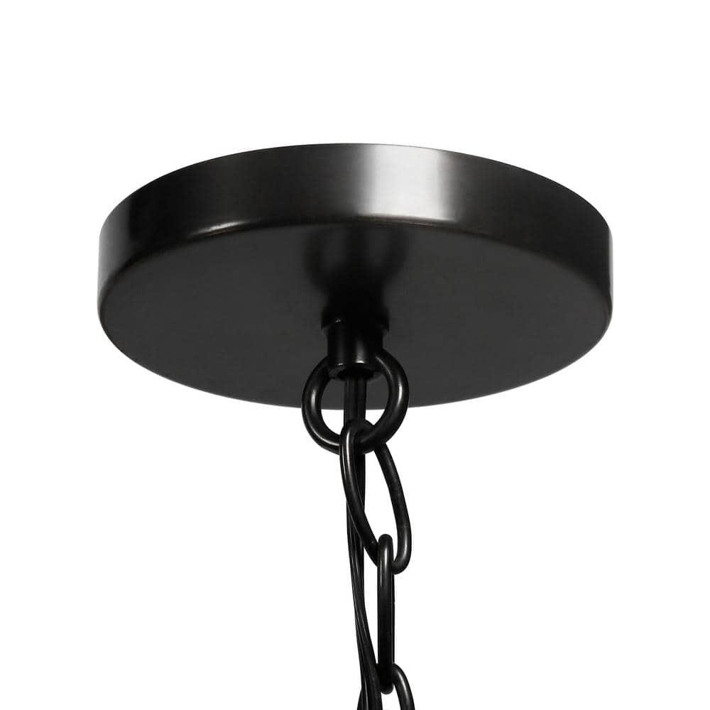 Evelyn&Zoe 11" Blackened Bronze Metal/Glass Pendant