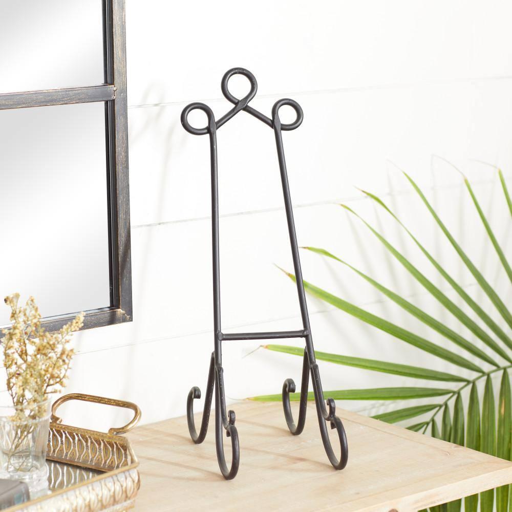 DecMode 6" x 18" Black Metal Scroll Easel, 1-Piece
