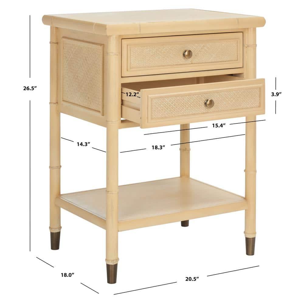 Ahab 2 Drawer 1 Shelf Accent Table - ACC6606A - Light Blonde/Gold - Safavieh