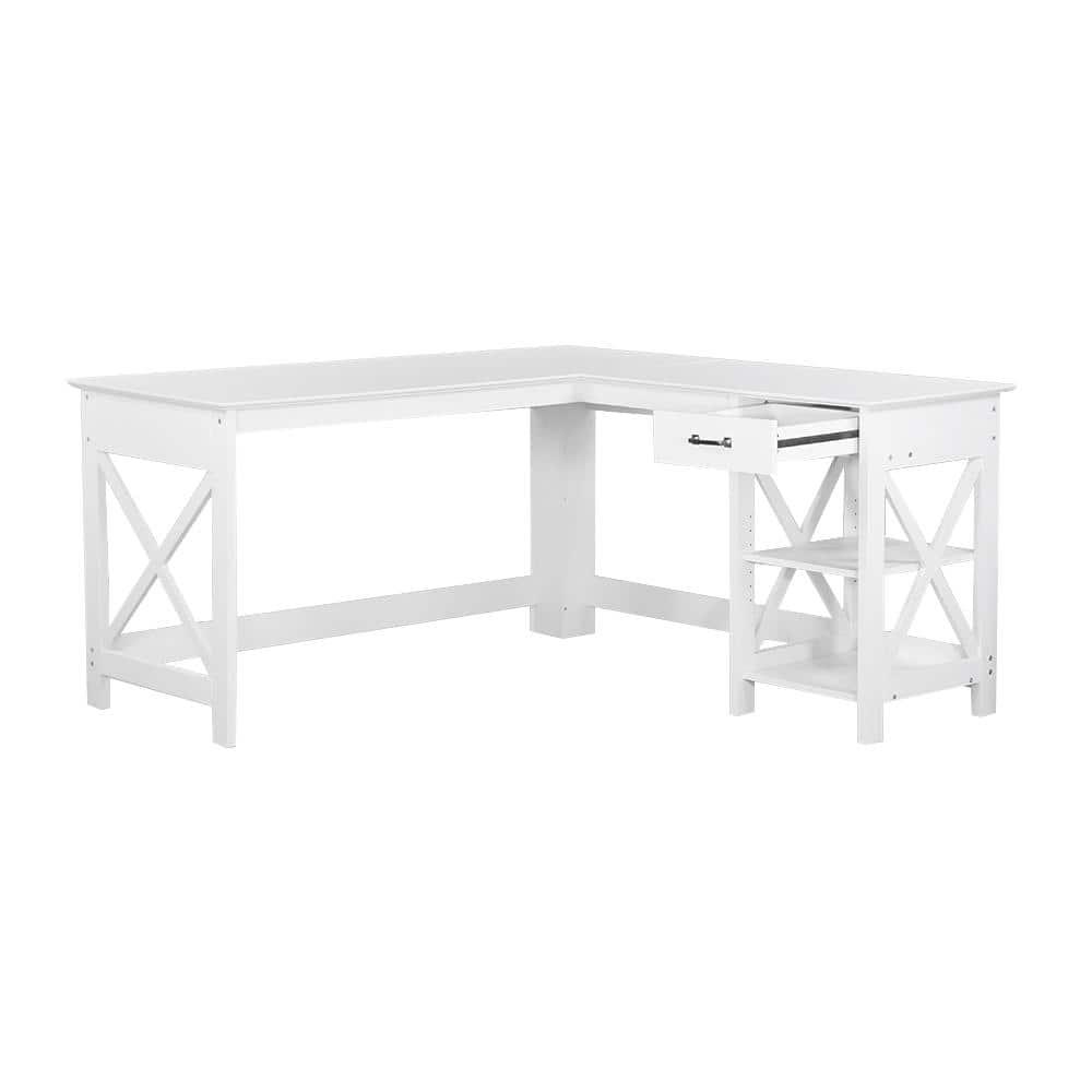 Saint Birch L-Desk, White