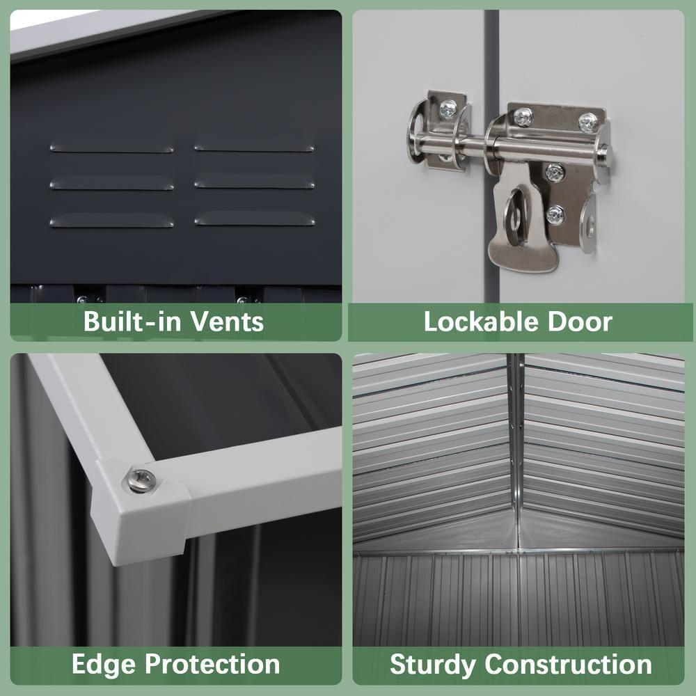HOGYME 6 Ft. W X 4 Ft. D Outdoor Metal Storage Shed With Lockable Doors