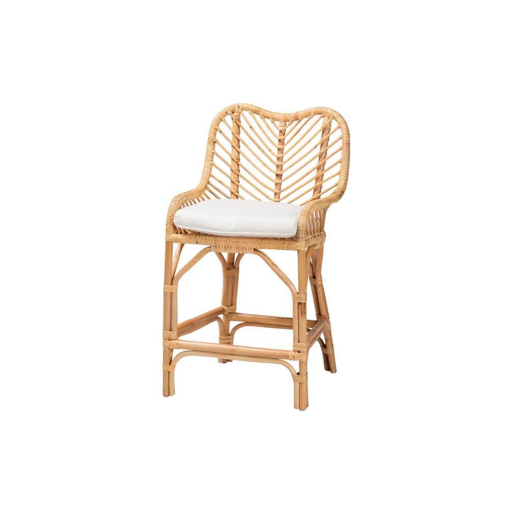 bali & pari Arween Modern Bohemian Natural Brown Rattan Counter Stool
