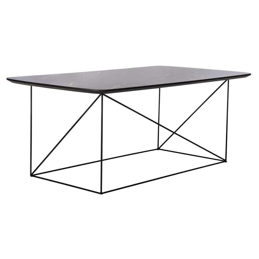 Rylee Rectangle Coffee Table - Dark Sandstone/Black - Safavieh