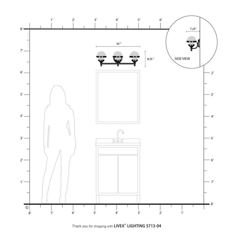 Livex Lighting Oldwick 3 - Light Vanity in  Black