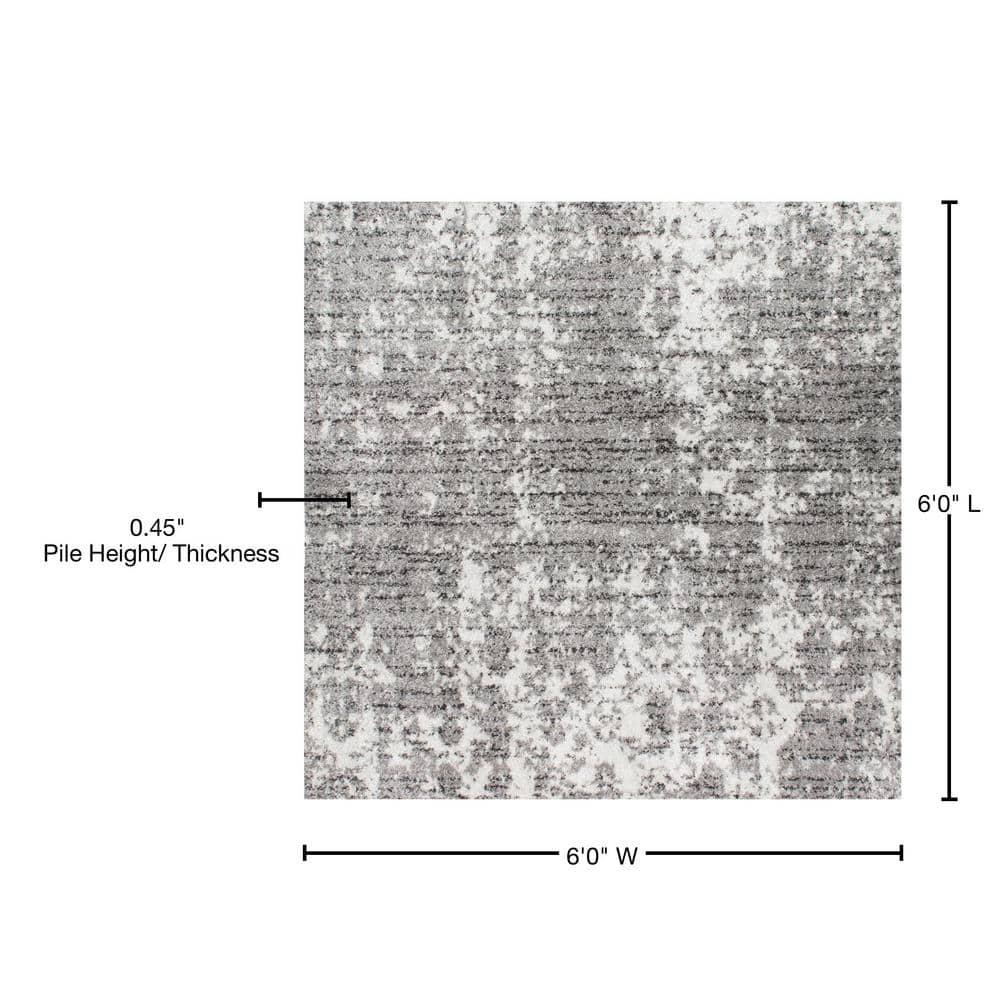 nuLOOM 6 x 6 (ft) Loomed Polypropylene Gray Square Indoor Abstract Area rug