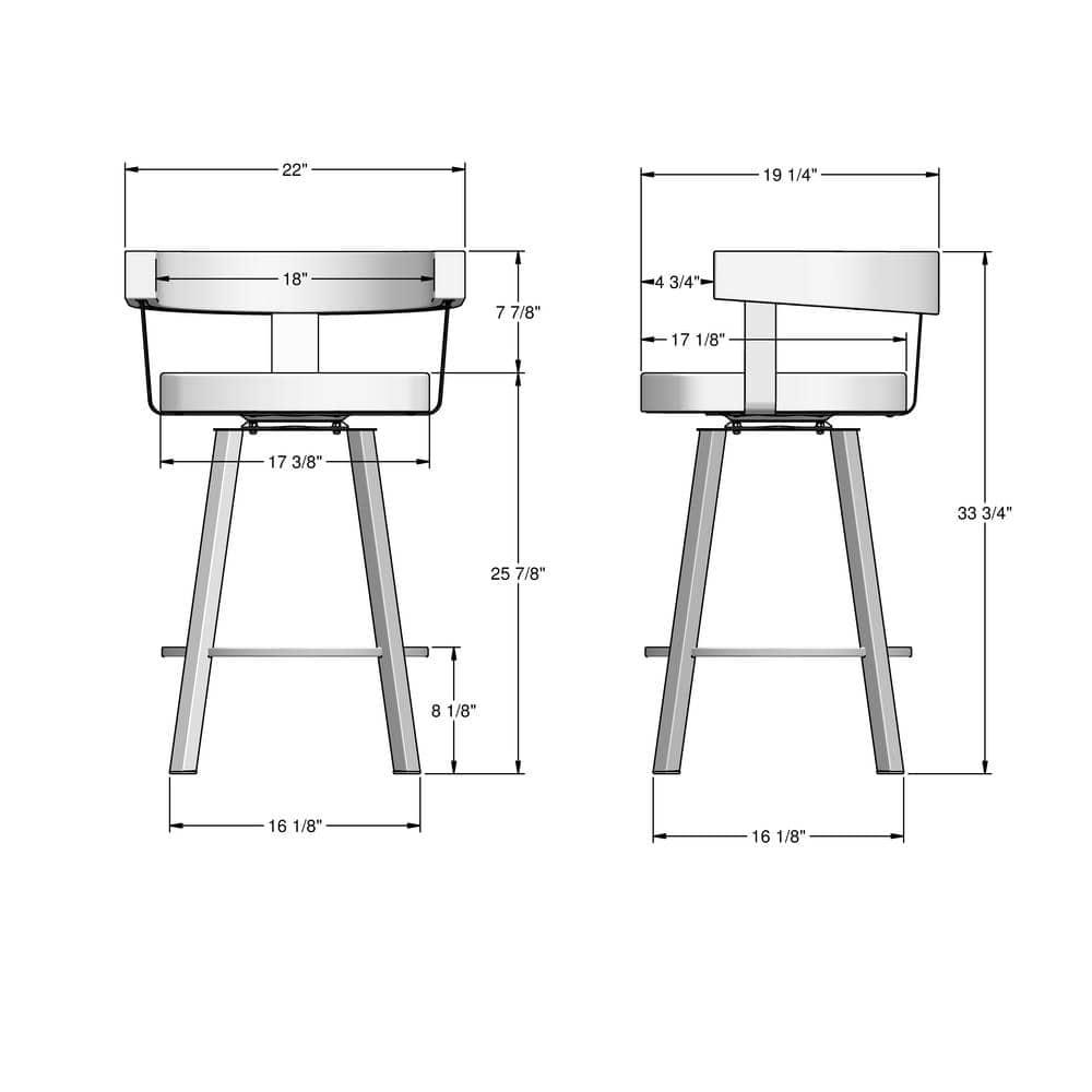 Amisco Parker 26 In. Swivel Counter Stool - Grey White Polyester / Metallic Grey Metal