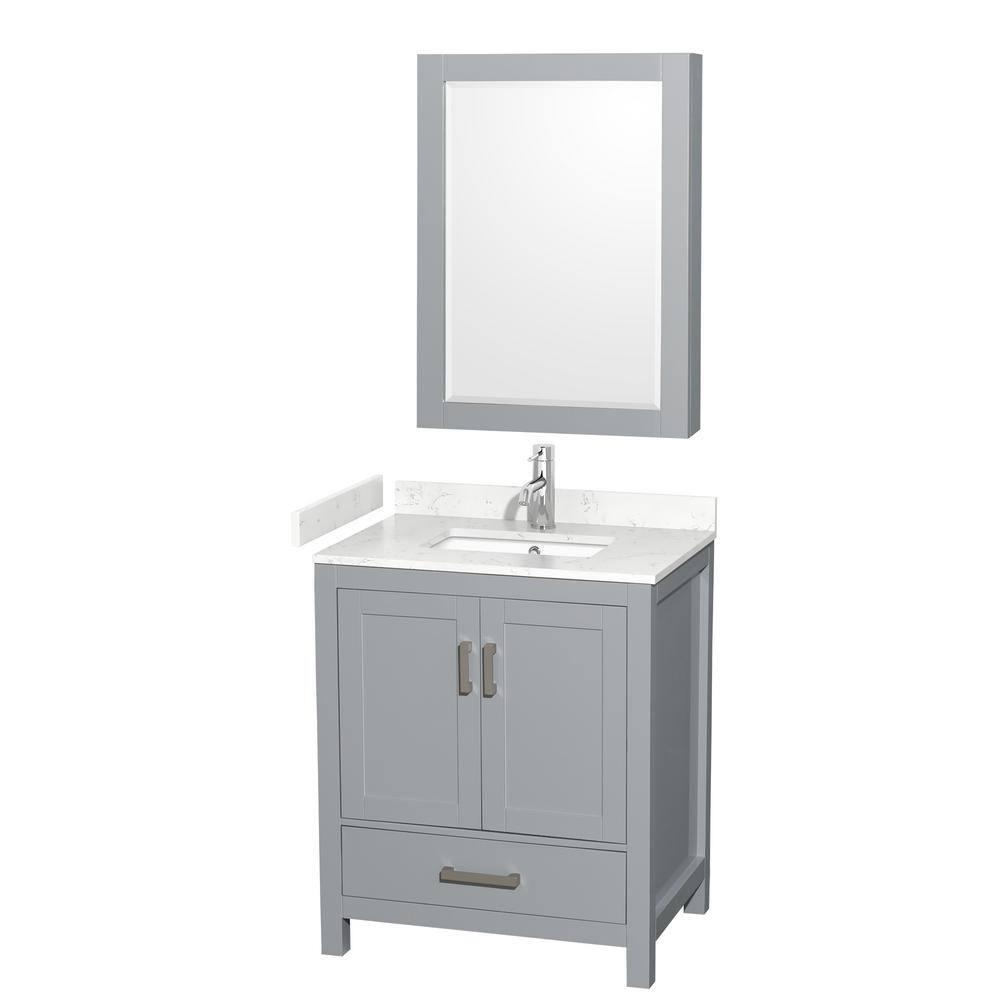 Sheffield 30" Freestanding Single Bathroom Vanity with Cultured Marble Top with Medicine Cabinet