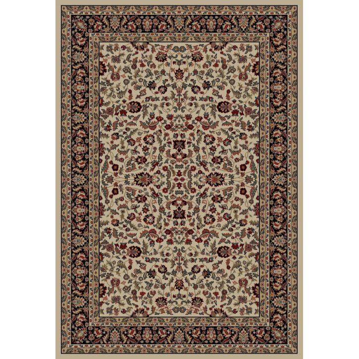 Jewel Kashan Ivory/Black 8 ft. x 10 ft. Area Rug